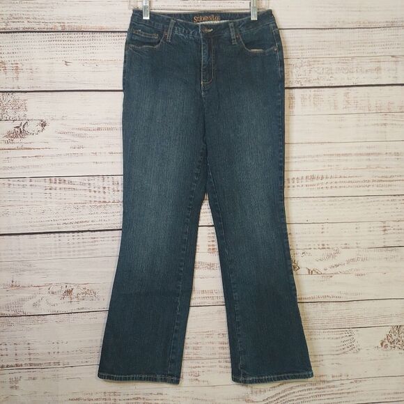 St Johns Bay Women's SIZE 10P Straight Leg Jeans Dark Wash Bootcut - Picture 1 of 15